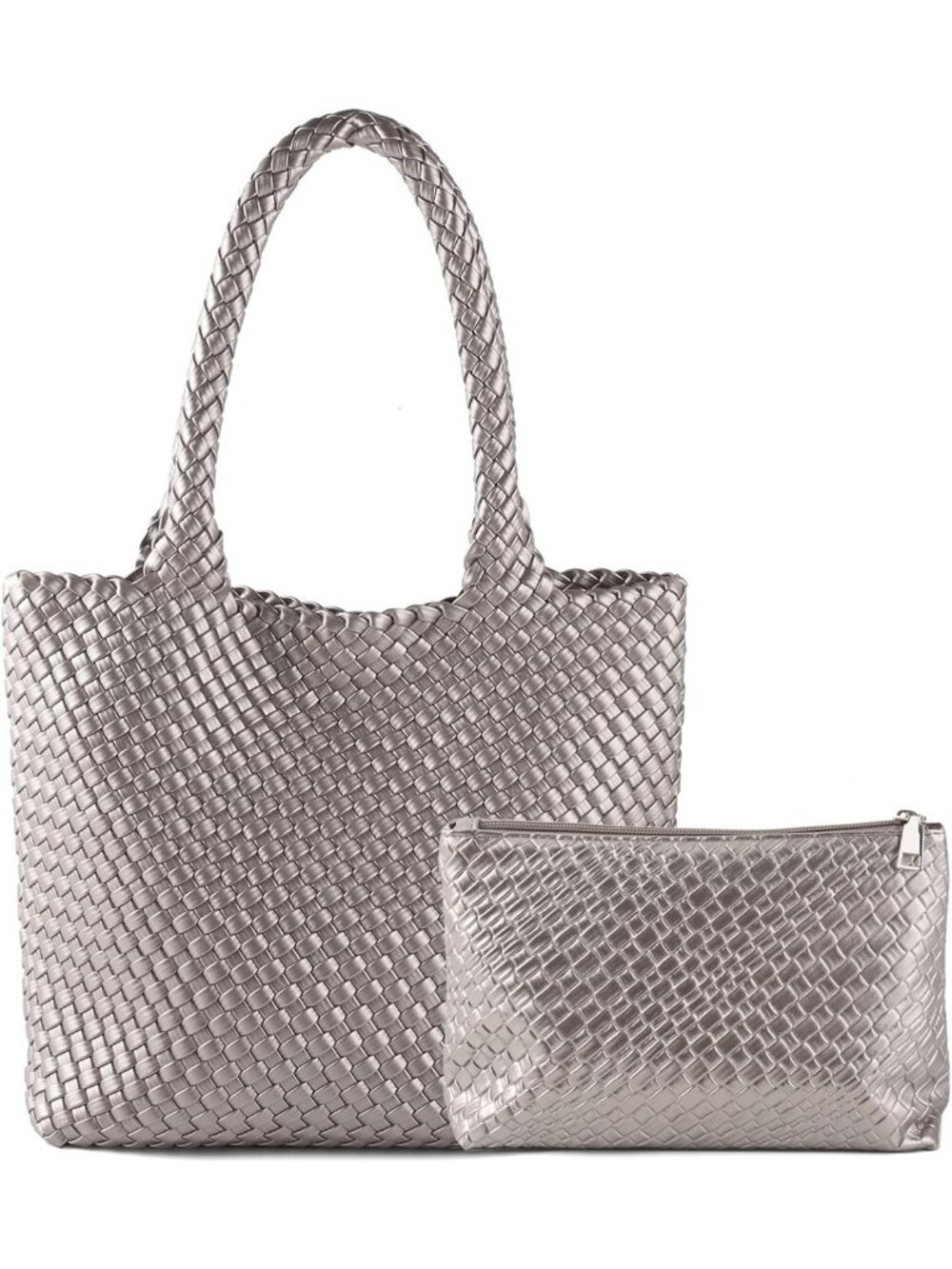 Hand Woven Tote Bag for Women - Large Vegan Leather Shoulder Hobo Beach Bag